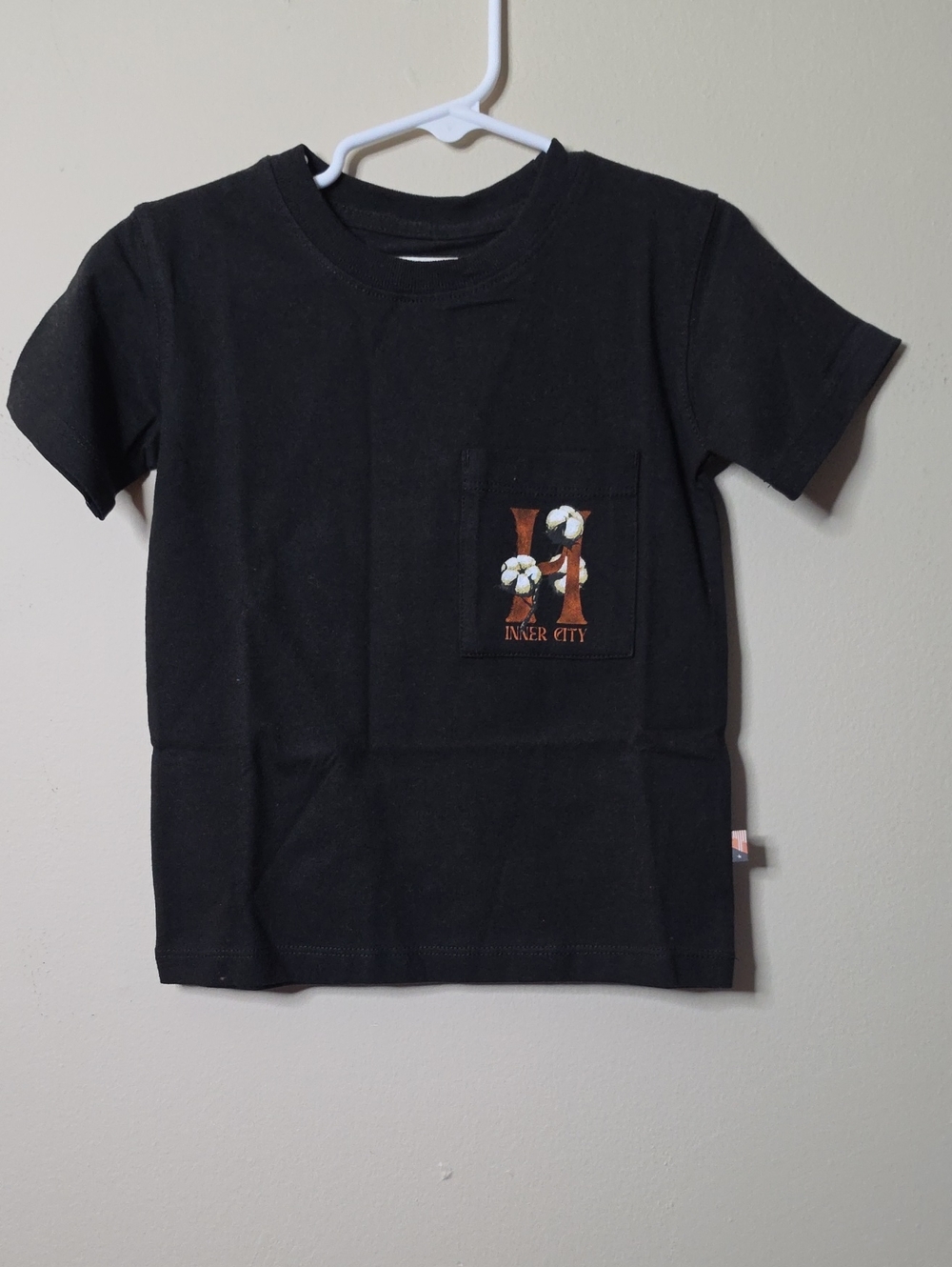 Honor The Gift Kids Black Pocket Tee with Floral 'Inner City' Graphic